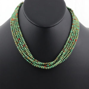 5-Strand Turquoise and Apple Coral Necklace